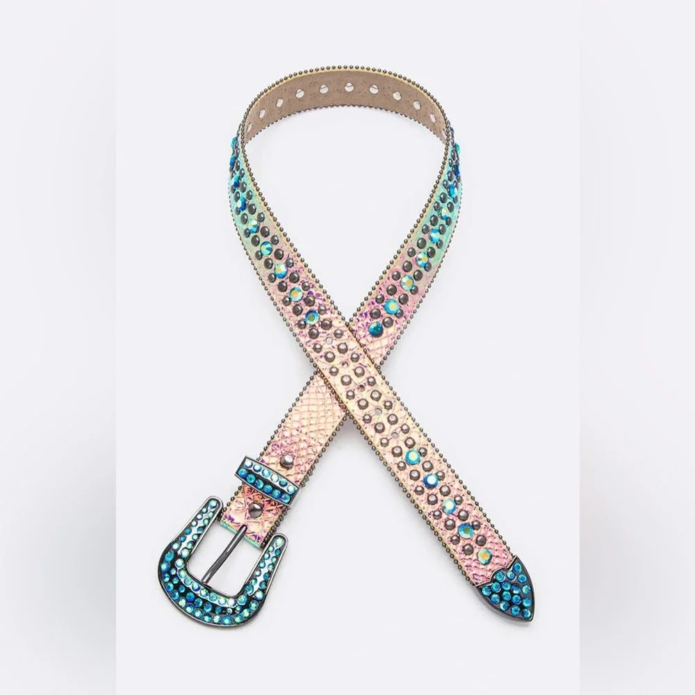 Animal Print Unicorn Genuine Leather Crystal Fashion Belt